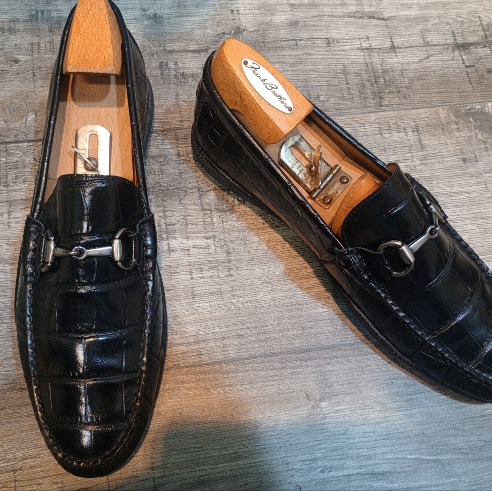 Peter Millar Men's Black Embossed Alligator Horsebits Loafer Size9M (90)